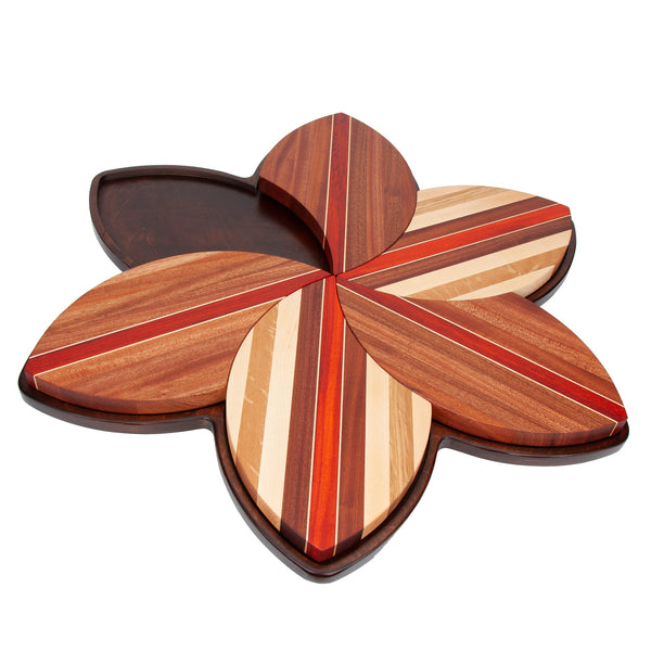 Load image into Gallery viewer, 25 Inch Round Hardwood Flower Shaped Lazy Susan - AmericanMadeWoodArt.com