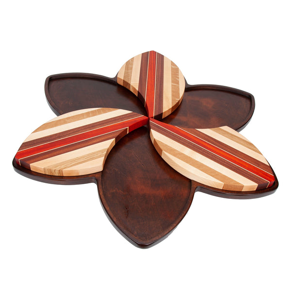 Load image into Gallery viewer, 25 Inch Round Hardwood Flower Shaped Lazy Susan - AmericanMadeWoodArt.com