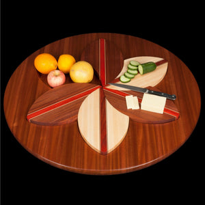 30 Inch Flower Hardwood Trivet Lazy Susan Set - Hardwood Creations