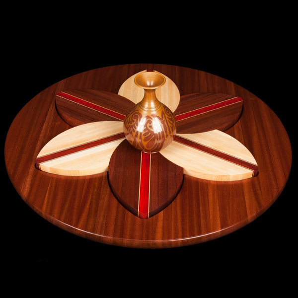 Load image into Gallery viewer, 30 Inch Flower Hardwood Trivet Lazy Susan Set - Hardwood Creations