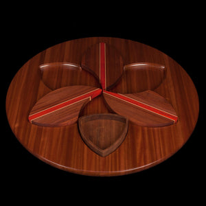 30 Inch Flower Hardwood Trivet Lazy Susan Set - Hardwood Creations