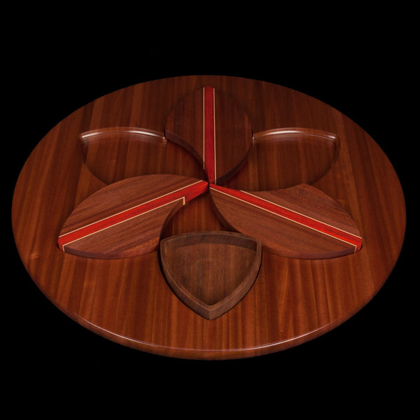 Load image into Gallery viewer, 30 Inch Flower Hardwood Trivet Lazy Susan Set - Hardwood Creations