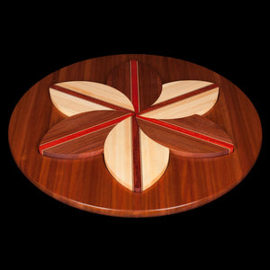 30 Inch Flower Hardwood Trivet Lazy Susan Set - Hardwood Creations