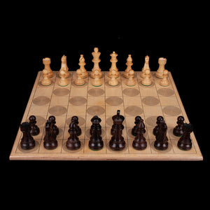 Hardwood lasered etched chess board with hardwood pieces-Hardwood Creations