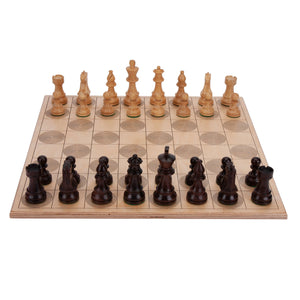 Hardwood lasered etched chess board with hardwood pieces-Hardwood Creations