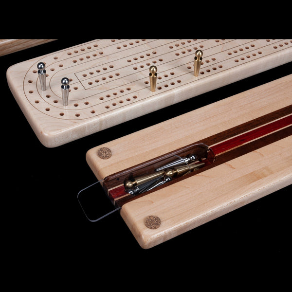 Load image into Gallery viewer, Hardwood Cribbage Board with Pegs - Hardwood Creations