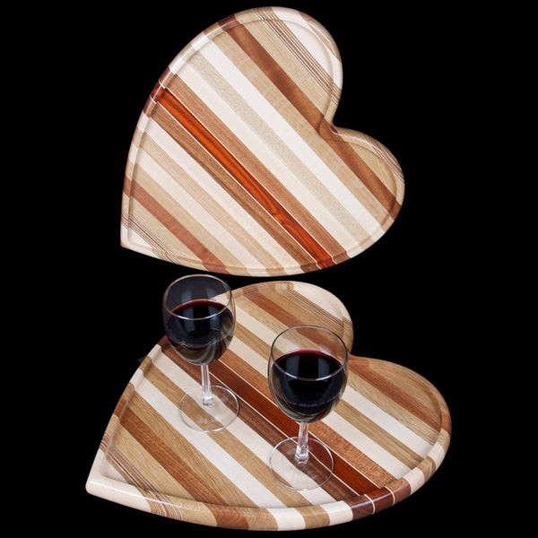 Load image into Gallery viewer, Hardwood Heart Shaped Tray Cutting Board - Hardwood Creations