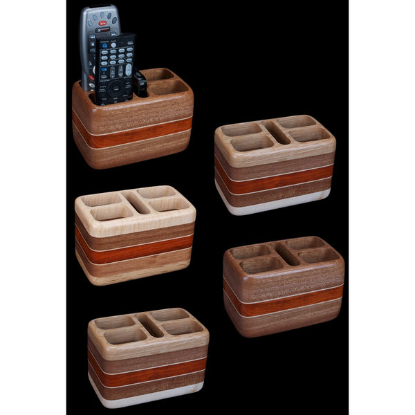 Load image into Gallery viewer, Hardwood Remote Control Holder for 4 Remotes &amp; Smartphone - Hardwood Creations
