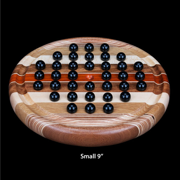 Load image into Gallery viewer, Hardwood Round Marble Solitaire Game - Hardwood Creations