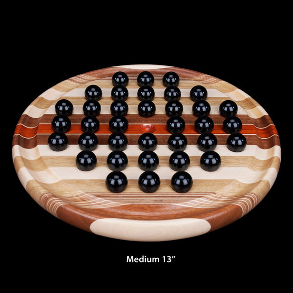 Load image into Gallery viewer, Hardwood Round Marble Solitaire Game - Hardwood Creations