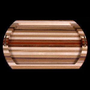 Hardwood Serving Tray with Raised Edge & Handles - Hardwood Creations