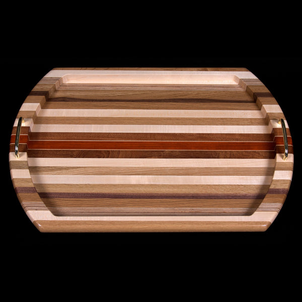 Load image into Gallery viewer, Hardwood Serving Tray with Raised Edge & Handles - Hardwood Creations