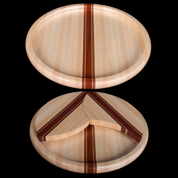 Load image into Gallery viewer, Hardwood Solid 16 inch Round Trivet Lazy Susan Tray - Hardwood Creations