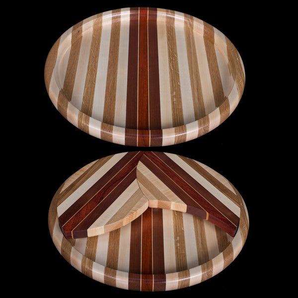 Load image into Gallery viewer, Hardwood Solid 16 inch Round Trivet Lazy Susan Tray - Hardwood Creations