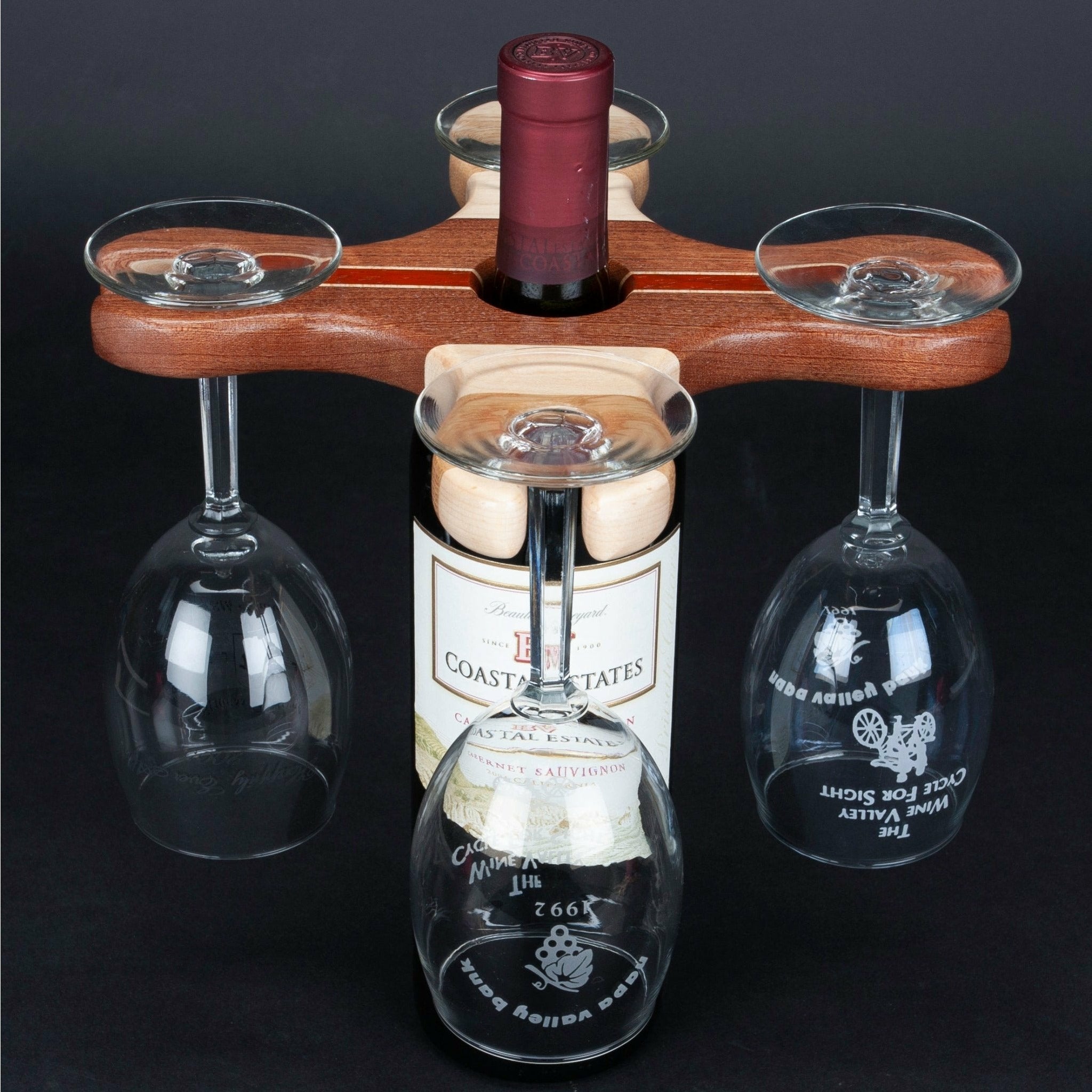 Hardwood Wine Bottle Wine Glass Holder