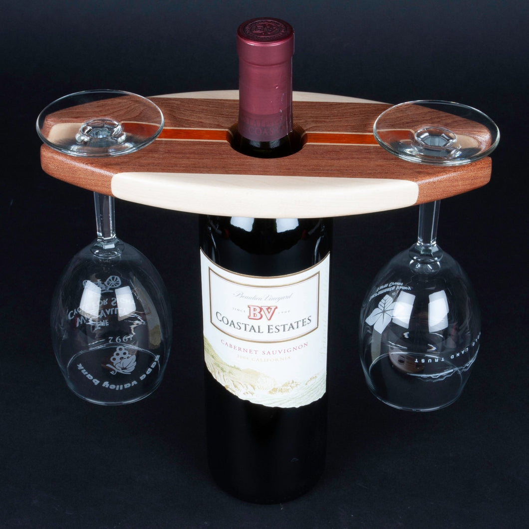 Hardwood Wine Bottle & Wine Glass Holder - Hardwood Creations