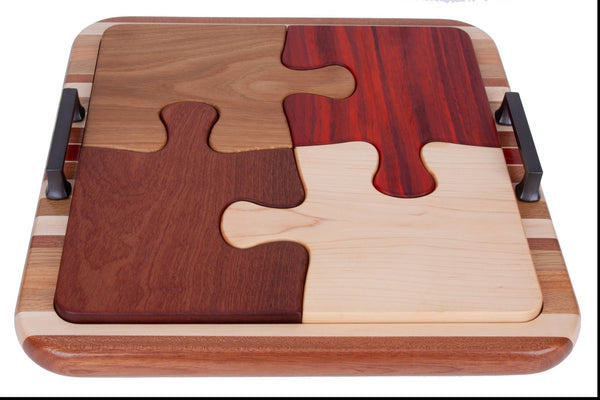 Load image into Gallery viewer, Puzzle Cutting Boards and Optional Tray - AmericanMadeWoodArt.com