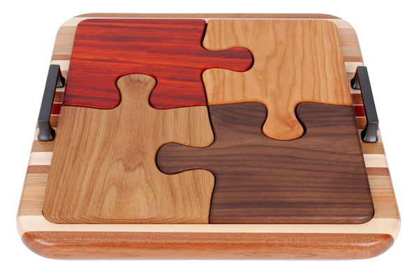Load image into Gallery viewer, Puzzle Cutting Boards and Optional Tray - AmericanMadeWoodArt.com
