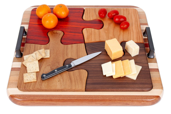 Load image into Gallery viewer, Puzzle Cutting Boards and Optional Tray - AmericanMadeWoodArt.com