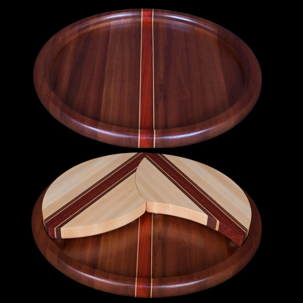 Load and play video in Gallery viewer, Exotic and domestic woods are laminated to create puzzle trivets that can be configured in many formations.