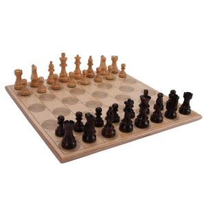 Hardwood lasered etched chess board with hardwood pieces-Hardwood Creations