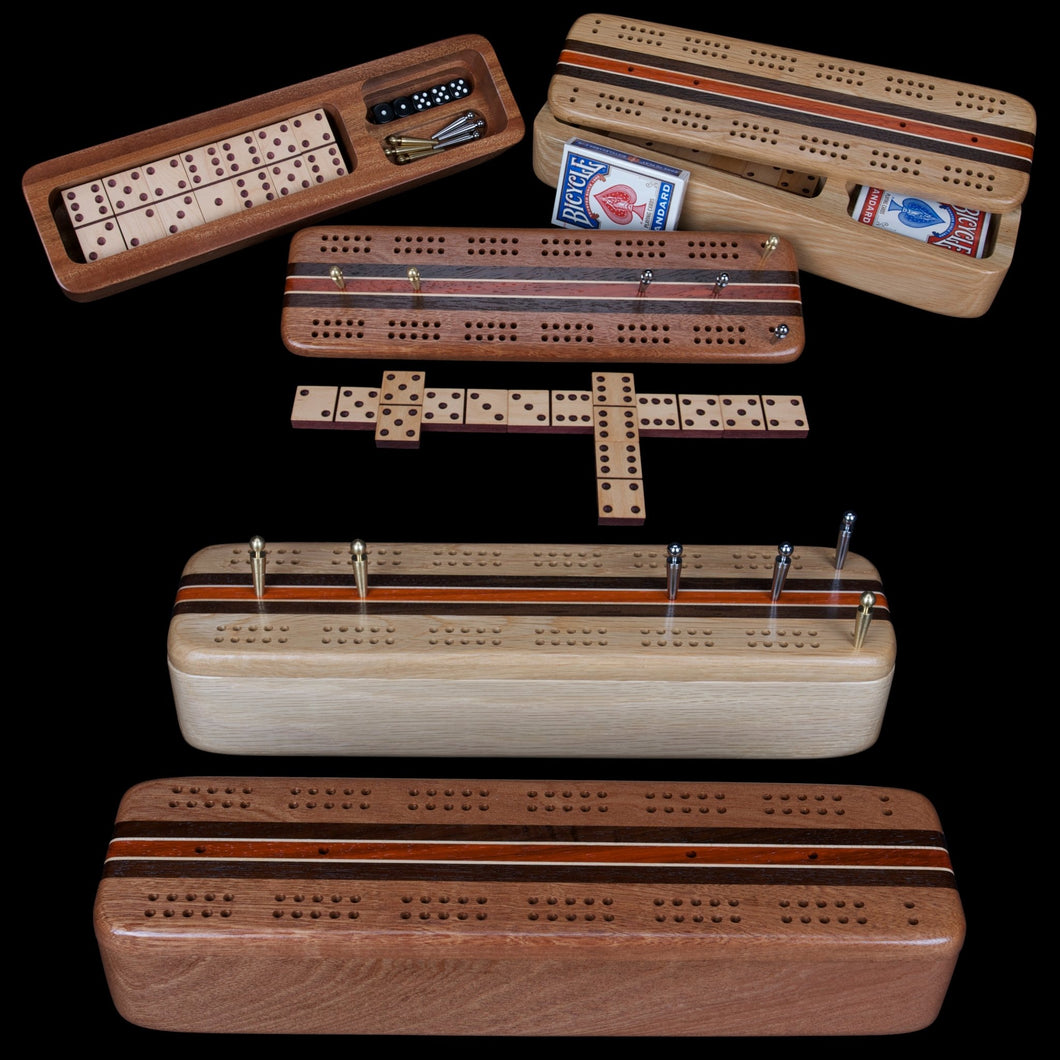 Deluxe Hardwood Game Set with Dominoes and Cribbage - Hardwood Creations