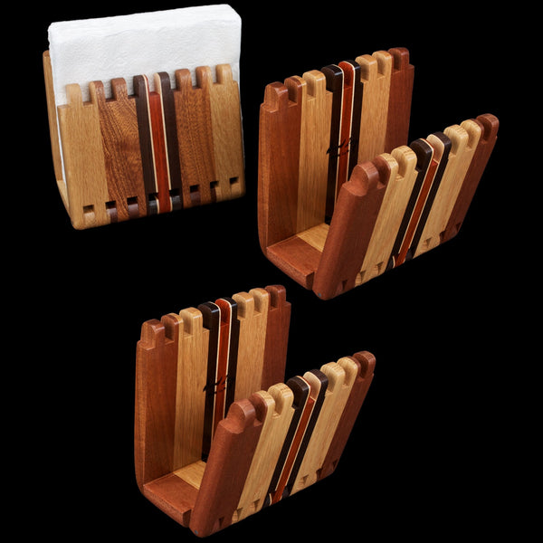 Load image into Gallery viewer, Hardwood Adjustable Napkin Holder with Tongue &amp; Groove Joinery - Hardwood Creations
