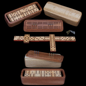 Hardwood Dominoes with Storage Box & Cribbage Board - Hardwood Creations