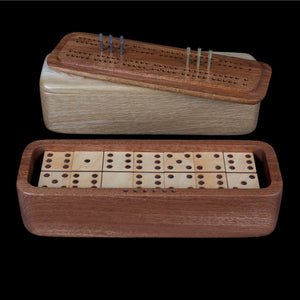 Hardwood Dominoes with Storage Box & Cribbage Board - Hardwood Creations
