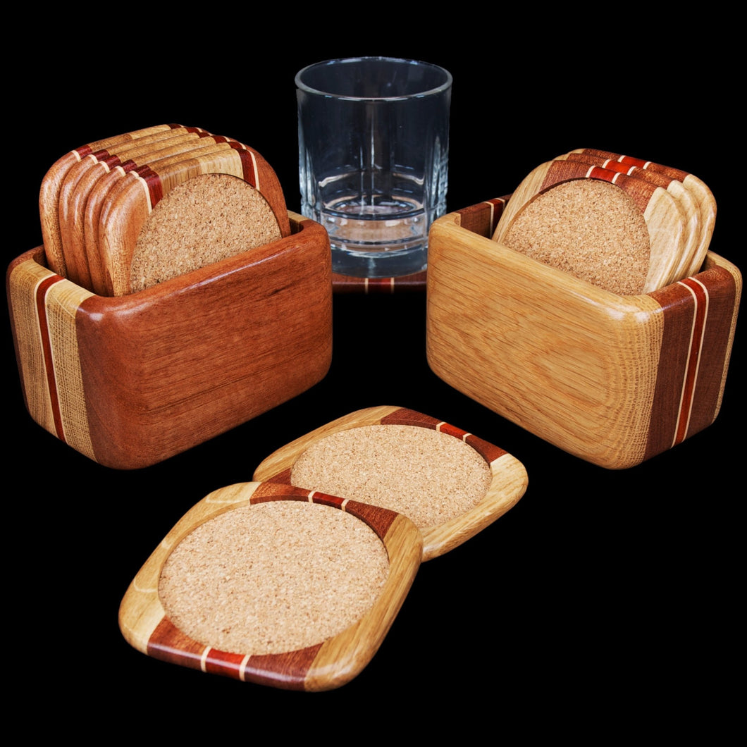 Hardwood Drink Coaster Set with Hardwood Storage Box - Hardwood Creations