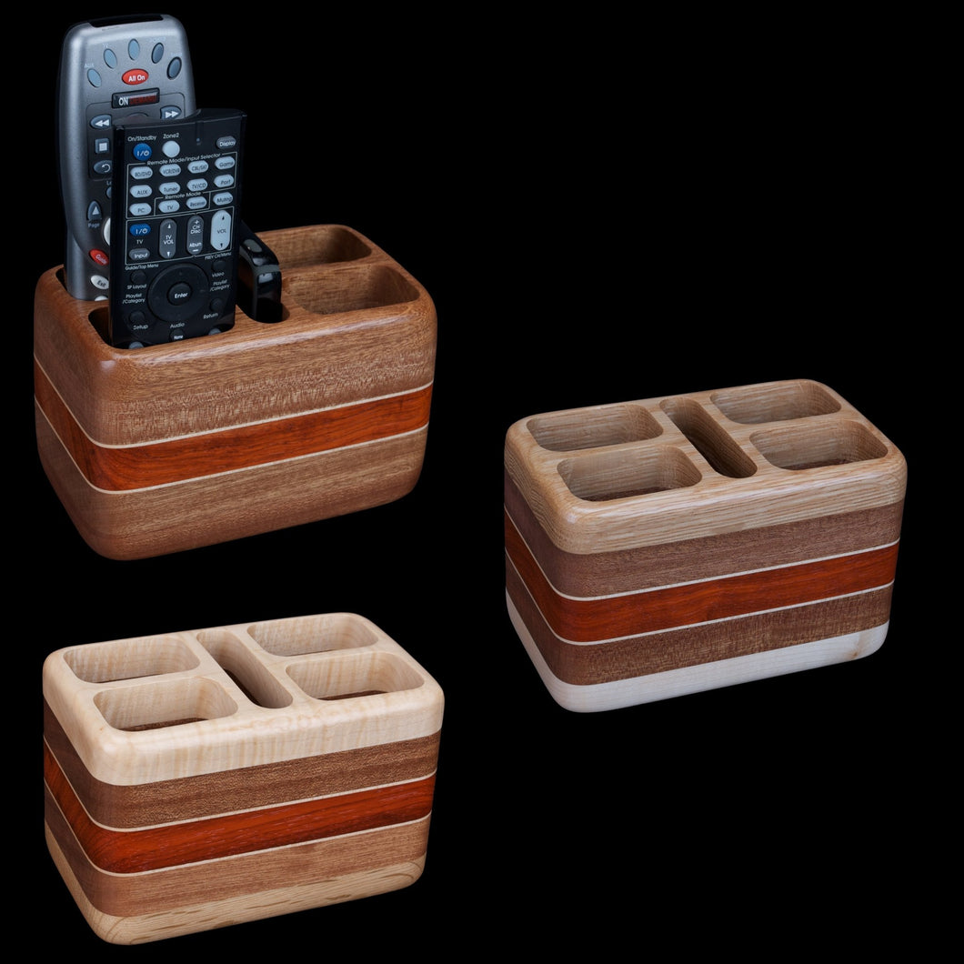 Hardwood Remote Control Holder for 4 Remotes & Smartphone - Hardwood Creations