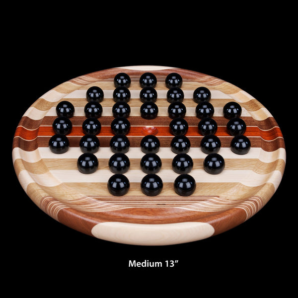Load image into Gallery viewer, Hardwood Round Marble Solitaire Game - Hardwood Creations
