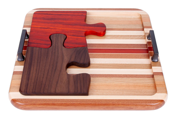 Load image into Gallery viewer, Puzzle Cutting Boards and Optional Tray - AmericanMadeWoodArt.com
