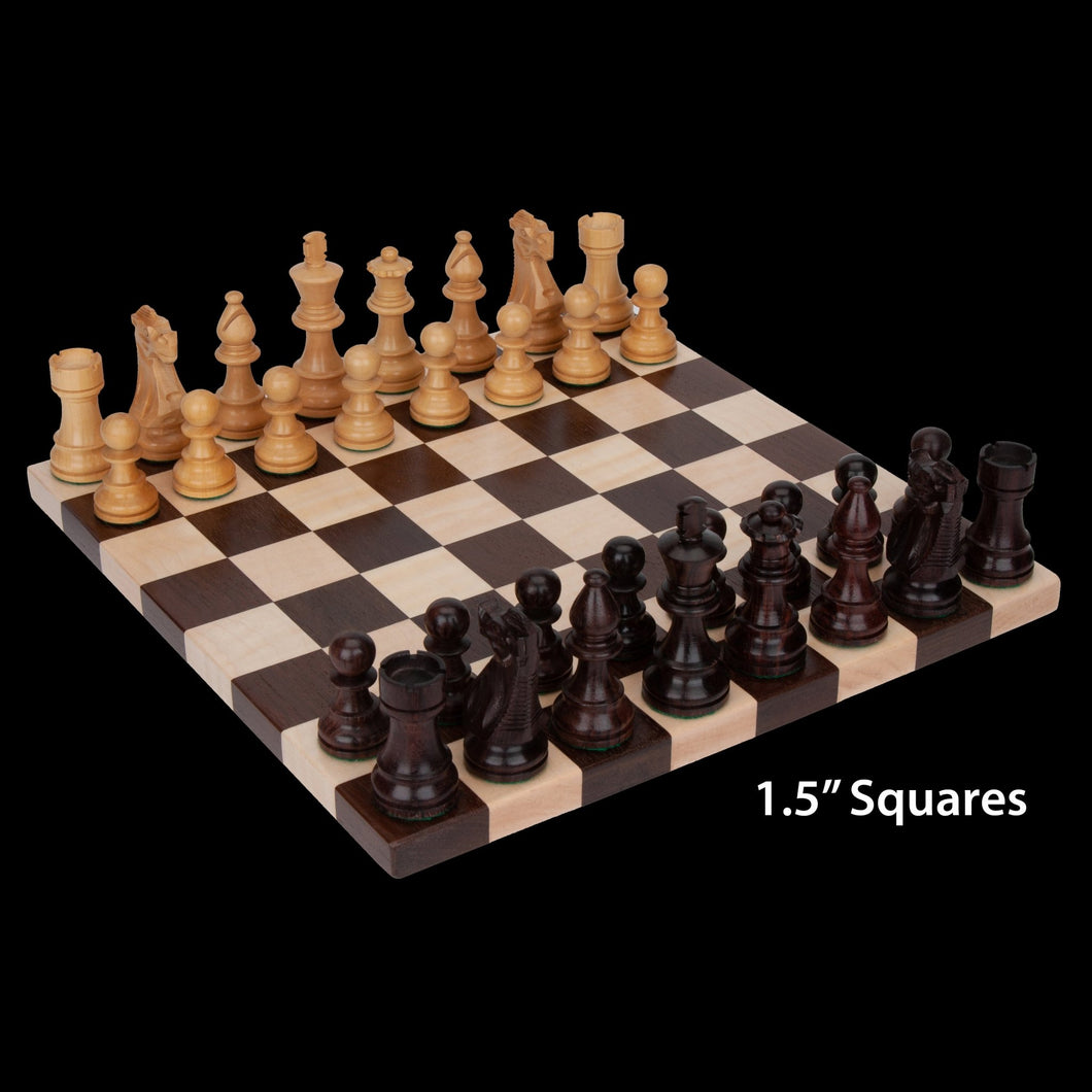 Solid Hardwood Chess Board with Pieces - Hardwood Creations